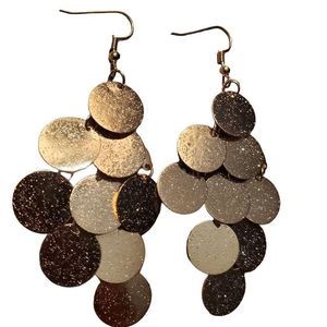 Gold Alloy Layered Shimmer Circles Dangle Earrings
